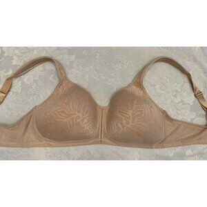Wacoal 36D Awareness Wire Free Beige‎ Bra 856367 Cushioned Straps Pink Ribbon